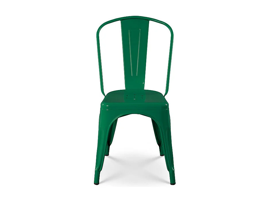 Lot de 4 chaises style industriel en métal vert - Finition brillant