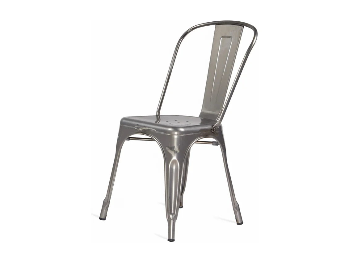 Chaise en métal brut aspect galvanisé - Style industriel