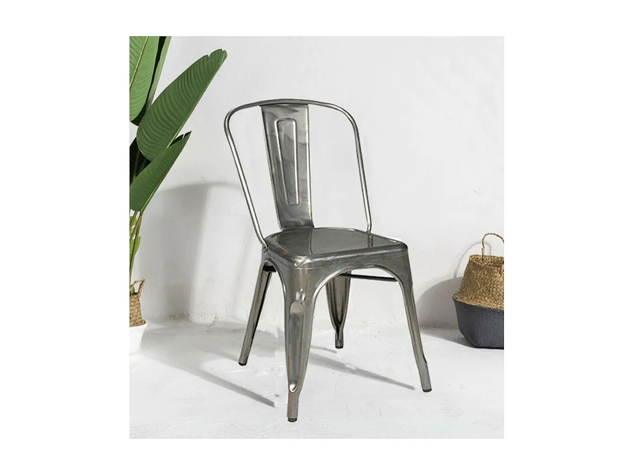 Chaise en métal brut aspect galvanisé - Style industriel