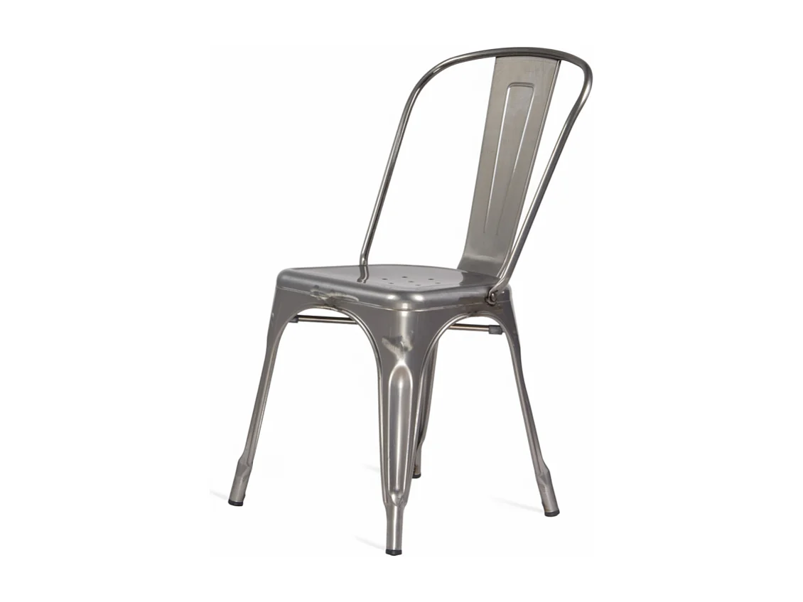 Chaise en métal brut aspect galvanisé - Style industriel