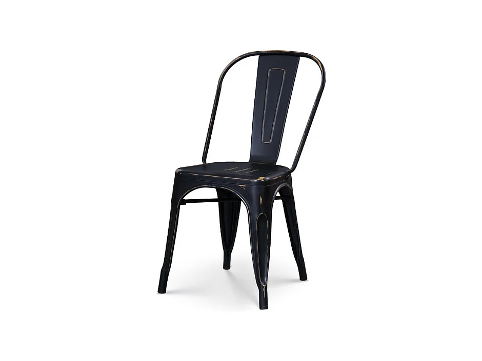 Chaise en métal noir style industriel - Effet vieillit