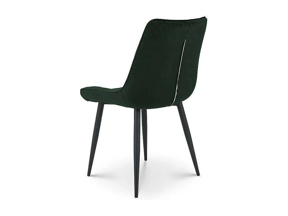 Chaise Moderne en Tissu Velours Vert Foncé avec Pieds en Métal