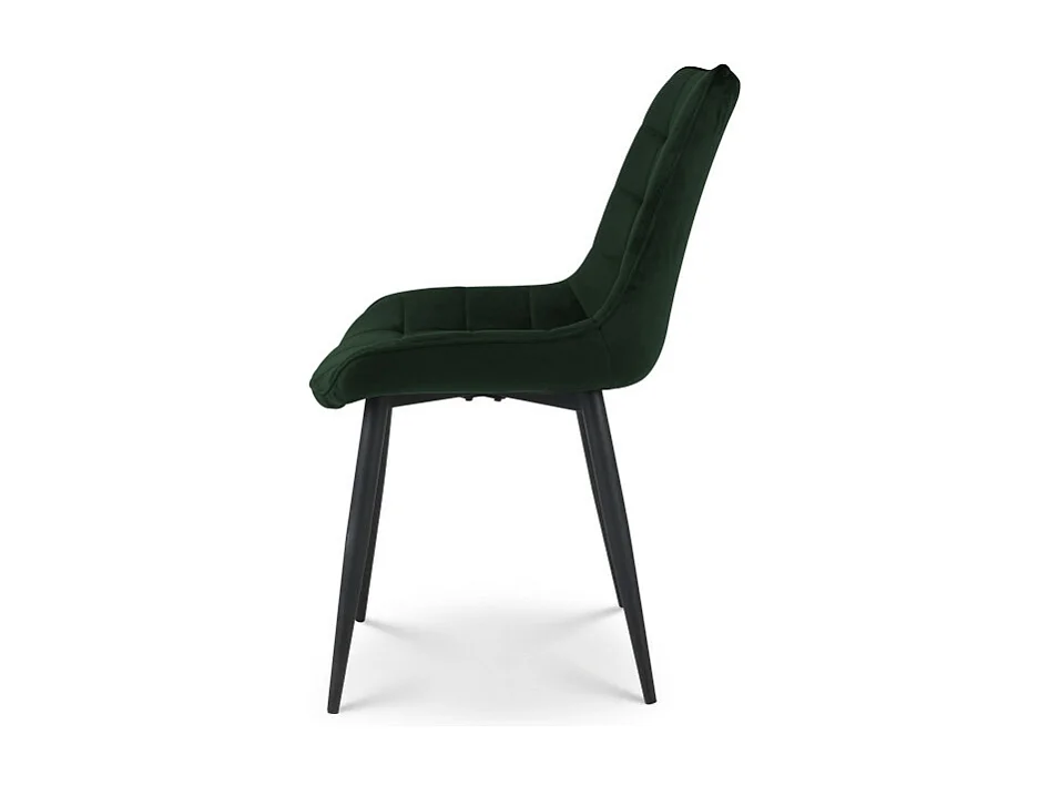 Chaise Moderne en Tissu Velours Vert Foncé avec Pieds en Métal