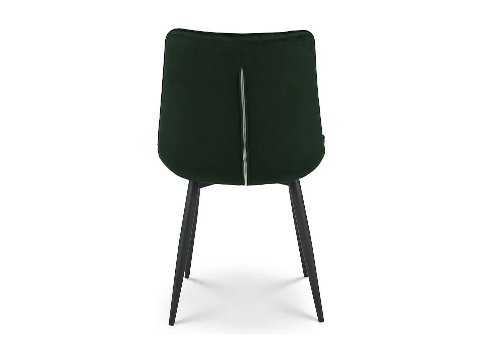 Chaise Moderne en Tissu Velours Vert Foncé avec Pieds en Métal