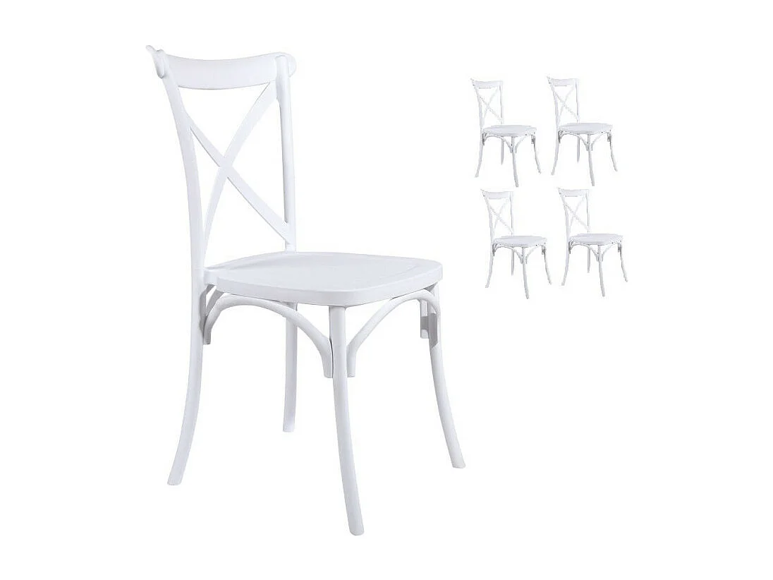 Lot de 4 chaises blanches style BISTROT en résine polypropylène