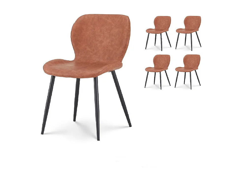 Lot de 4 chaises de salle à manger NINALOU en simili marron