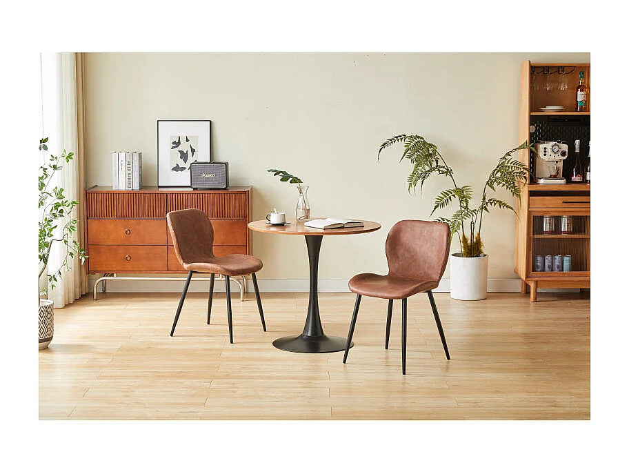 Lot de 4 chaises de salle à manger NINALOU en simili marron