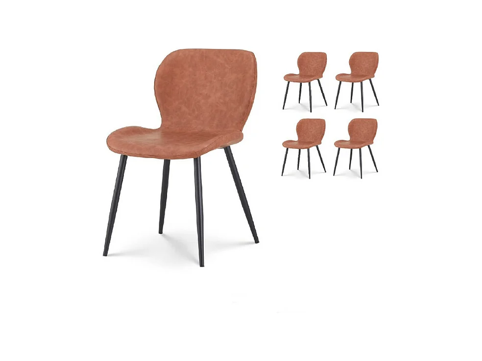 Lot de 4 chaises de salle à manger NINALOU en simili marron