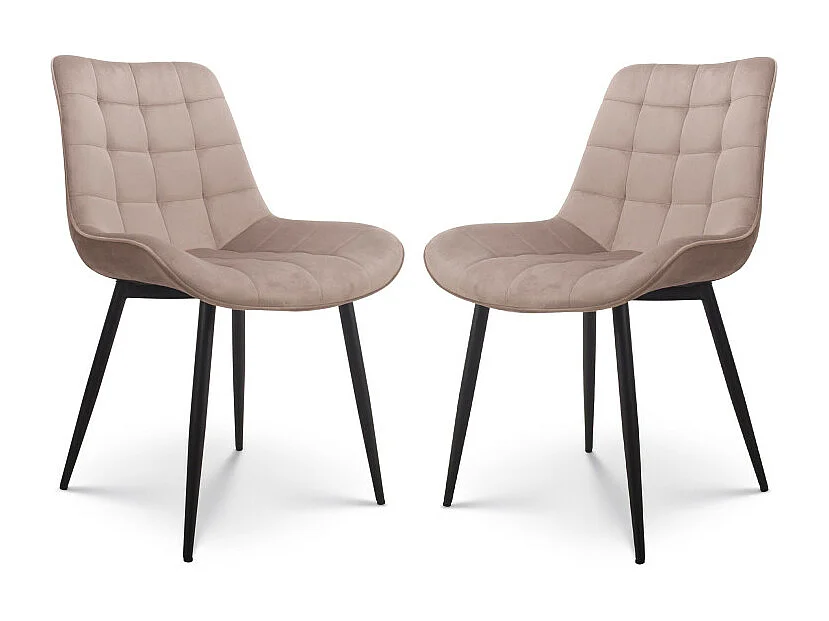 Lot de 2 chaises Modernes en Tissu Velours Couleur Beige avec Pieds en Métal