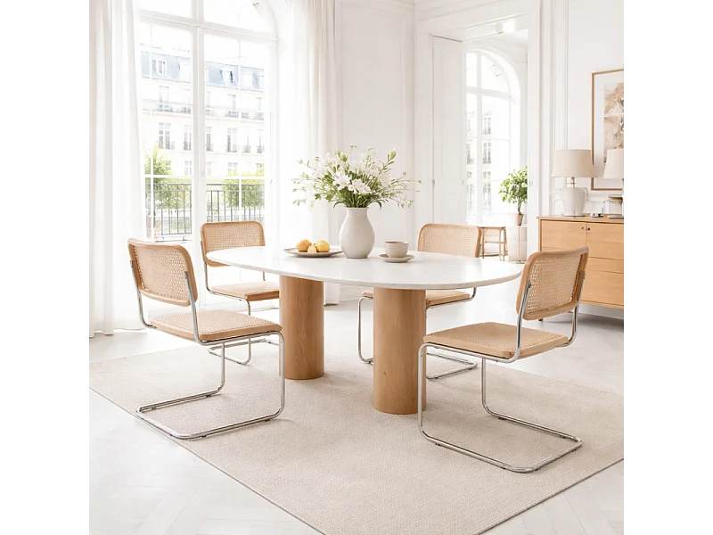 Chaise rétro avec pieds en métal et Cannage Naturel