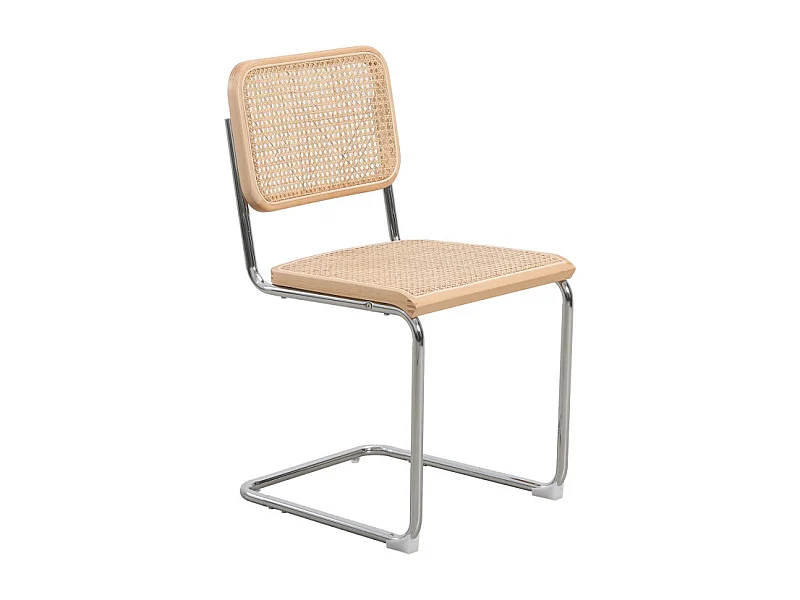 Chaise rétro avec pieds en métal et Cannage Naturel