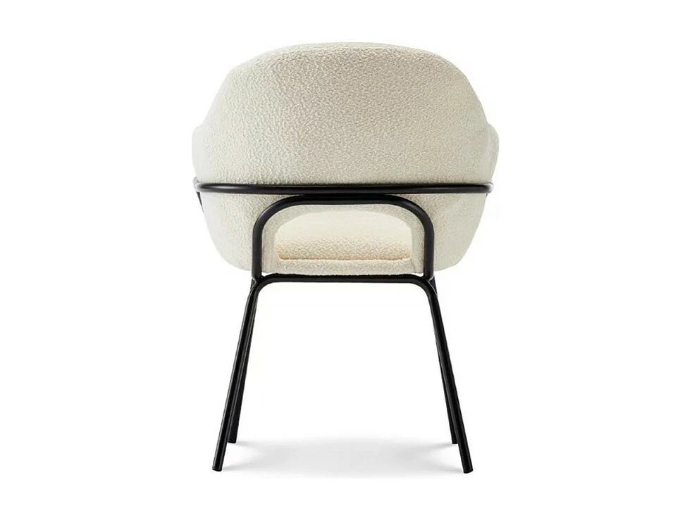 Chaise en tissu beige ANDREA aspect bouclette et accoudoirs