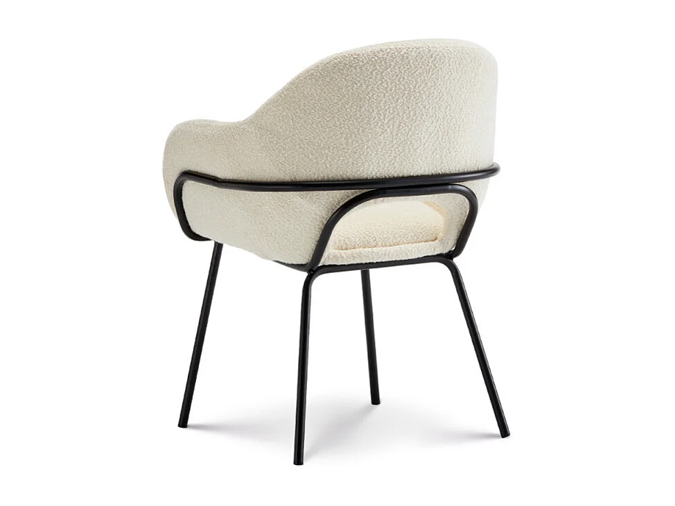 Chaise en tissu beige ANDREA avec accoudoirs