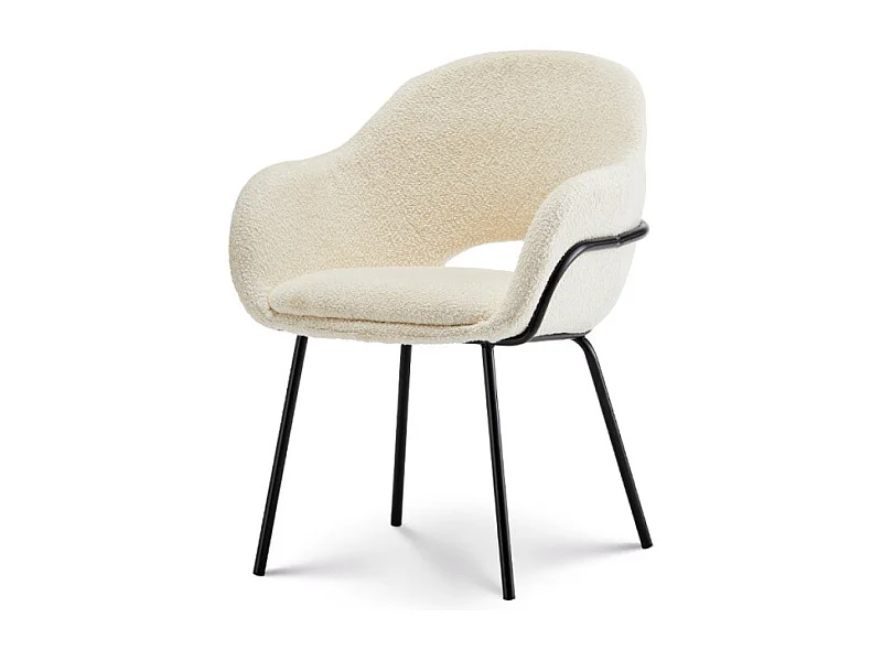 Chaise en tissu beige ANDREA avec accoudoirs