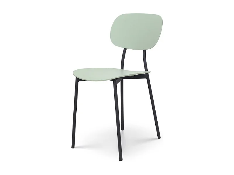 Chaise style contemporain verte et pieds en métal noir - modèle LEA