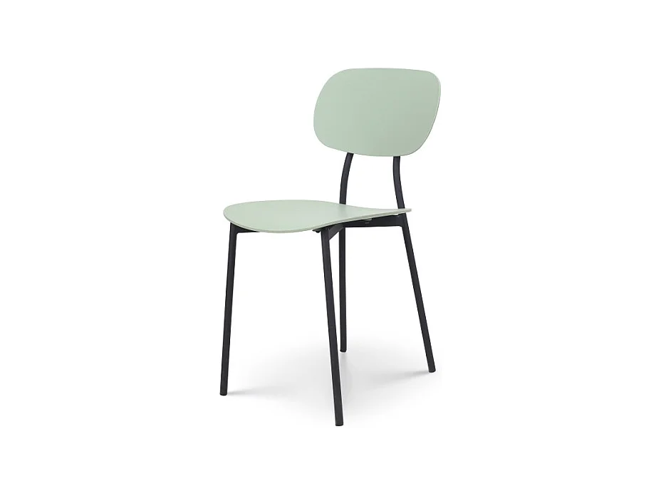 Chaise style contemporain verte et pieds en métal noir - modèle LEA