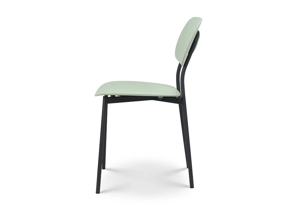 Chaise style contemporain verte et pieds en métal noir - modèle LEA