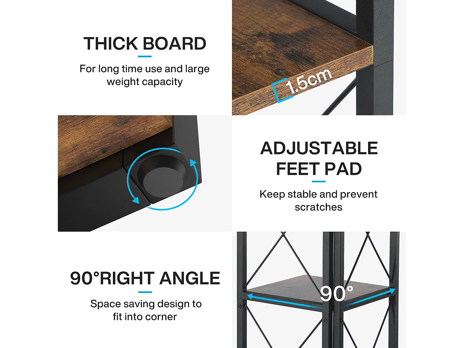 Bibliothèque d'angle, étagère de Rangement étagère, Support de Plante, 6 Niveaux Industriel pour la Maison, Bureau, Salon, Marron Vintage, 32x32x180cm