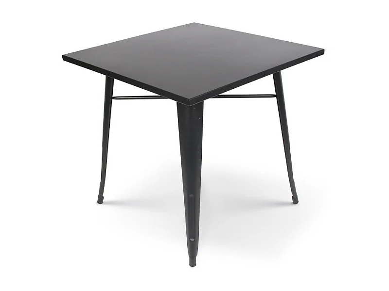 Table style industriel en métal noir mat - 80x80 cm