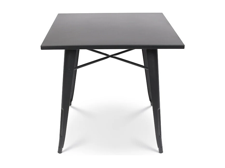 Table style industriel en métal noir mat - 80x80 cm