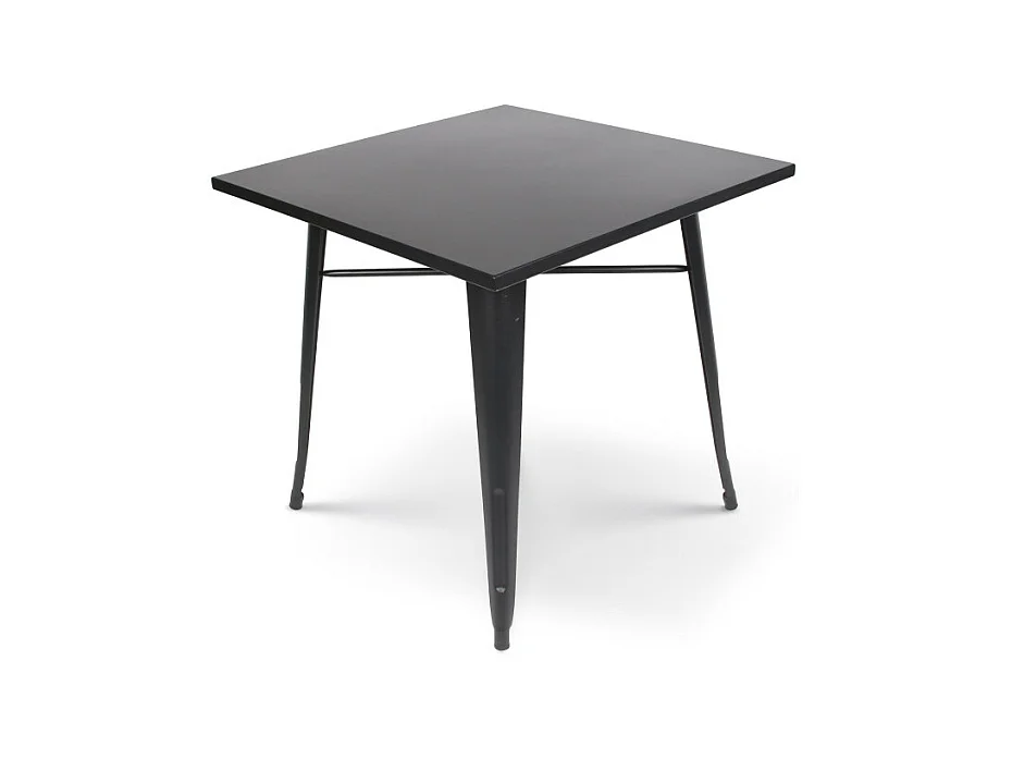 Table style industriel en métal noir mat - 80x80 cm