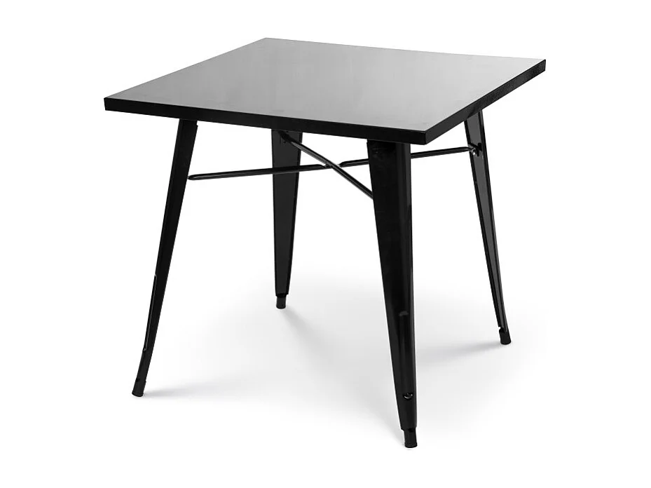 Table style industriel en métal noir mat - 80x80 cm