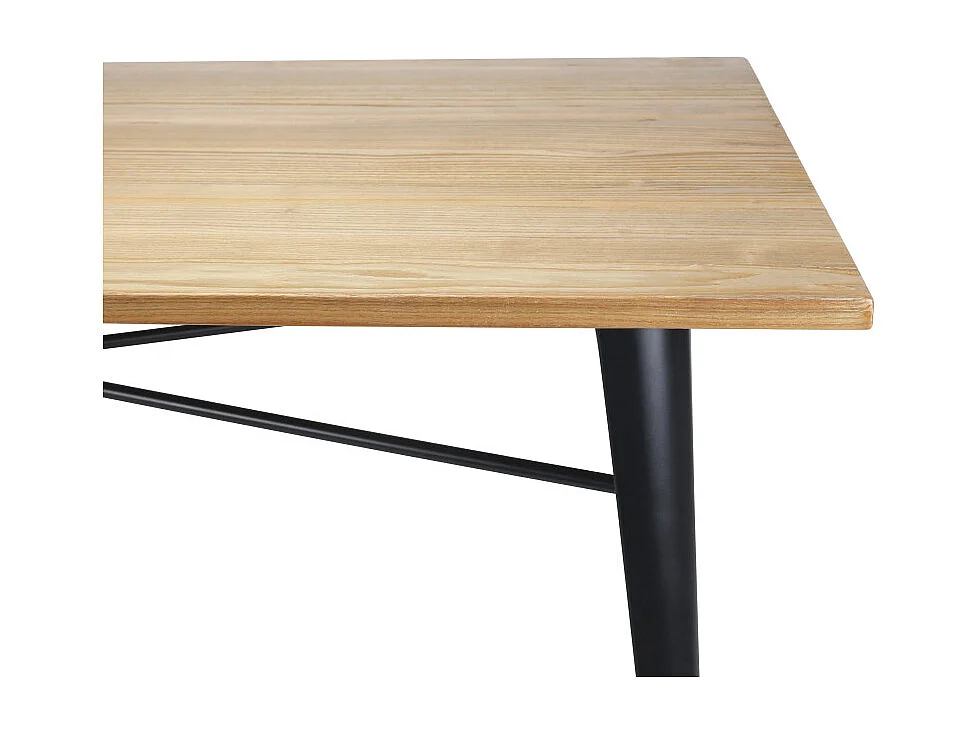 Table Factory 160 x 80 cm en métal noir mat et plateau en bois clair