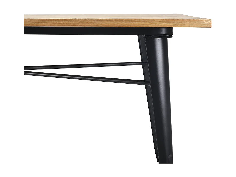 Table Factory 160 x 80 cm en métal noir mat et plateau en bois clair