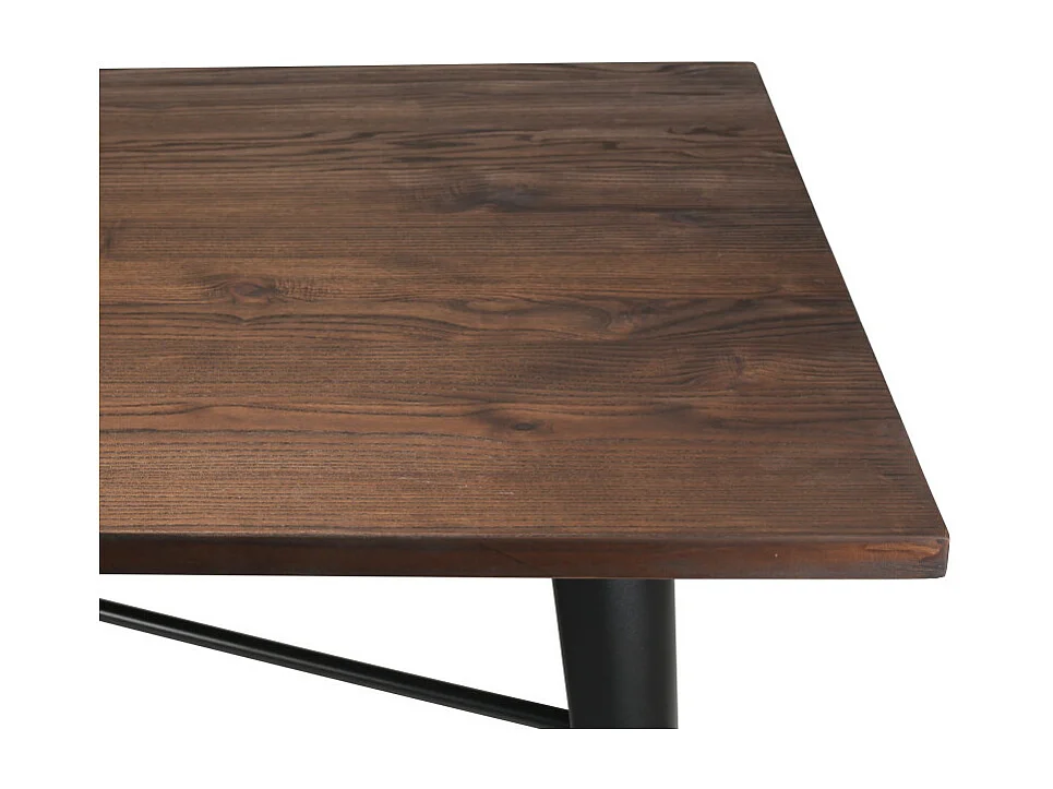 Table Factory 160x80cm en métal noir mat et plateau en bois foncé