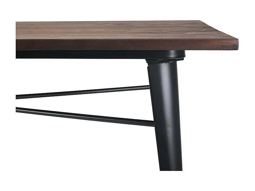 Table Factory 160x80cm en métal noir mat et plateau en bois foncé