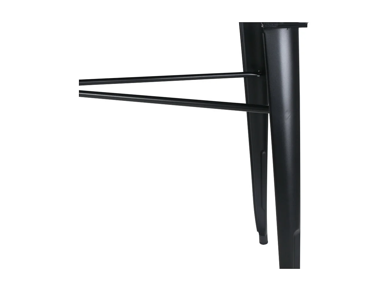 Table rectangulaire 160×80 cm – Plateau en bois massif foncé et pieds en métal noir mat – Style industriel