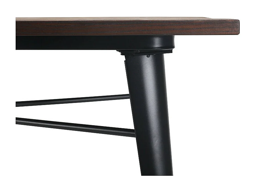 Table rectangulaire 140×80 cm – Plateau en bois massif foncé et piètement métal noir mat – Style industriel