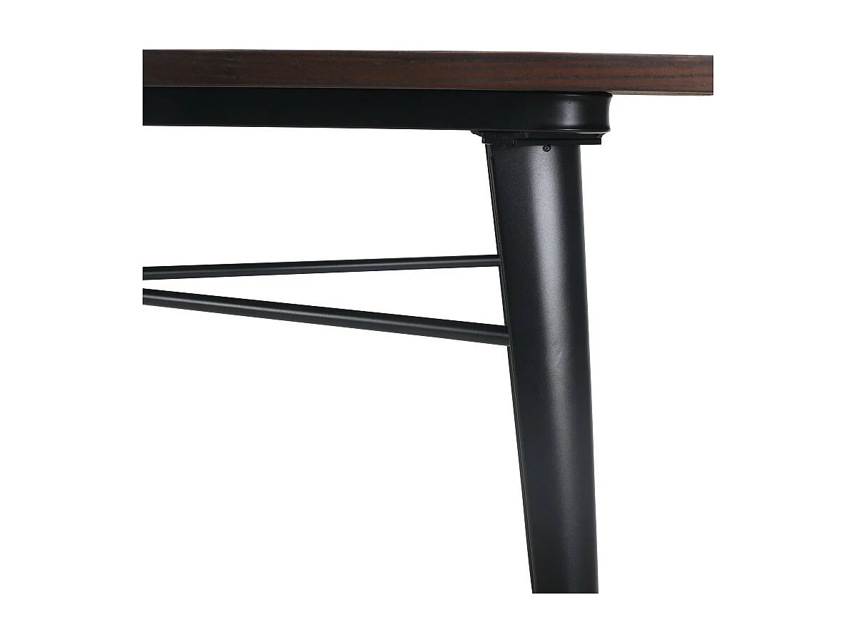 Table rectangulaire 140×80 cm – Plateau en bois massif foncé et piètement métal noir mat – Style industriel