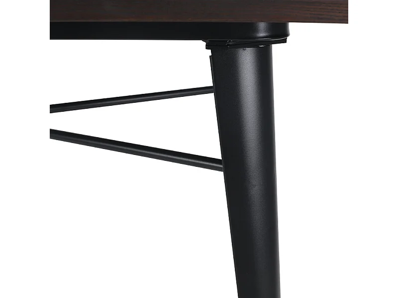 Table Factory 120 x 80 cm en métal noir mat et plateau en bois foncé