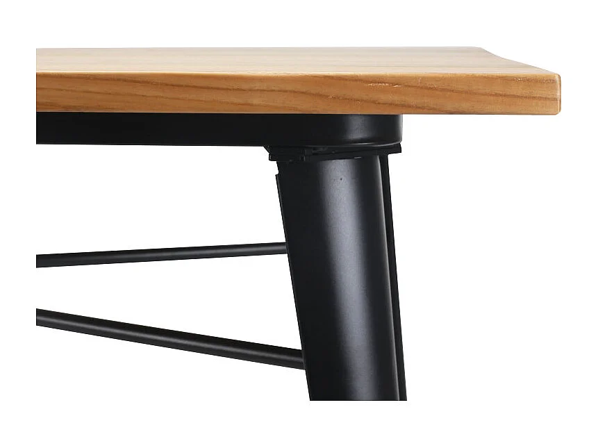 Table rectangulaire 140x80 cm – Plateau en bois massif clair et piètement métal noir mat – Style industriel