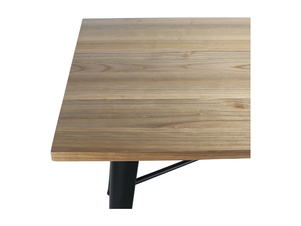 Table Factory 120 x 80 cm en métal noir mat et plateau en bois clair