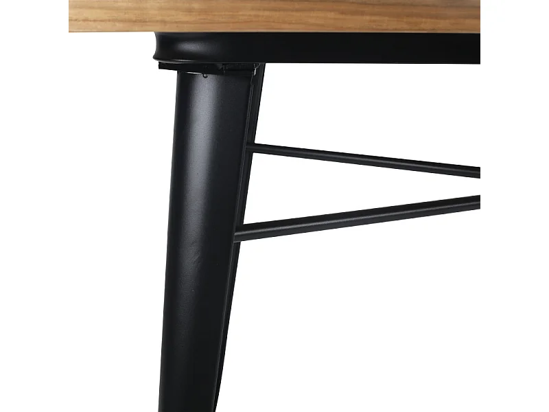Table rectangulaire 120×80 cm – Plateau en bois massif clair et pieds en métal noir mat – Style industriel