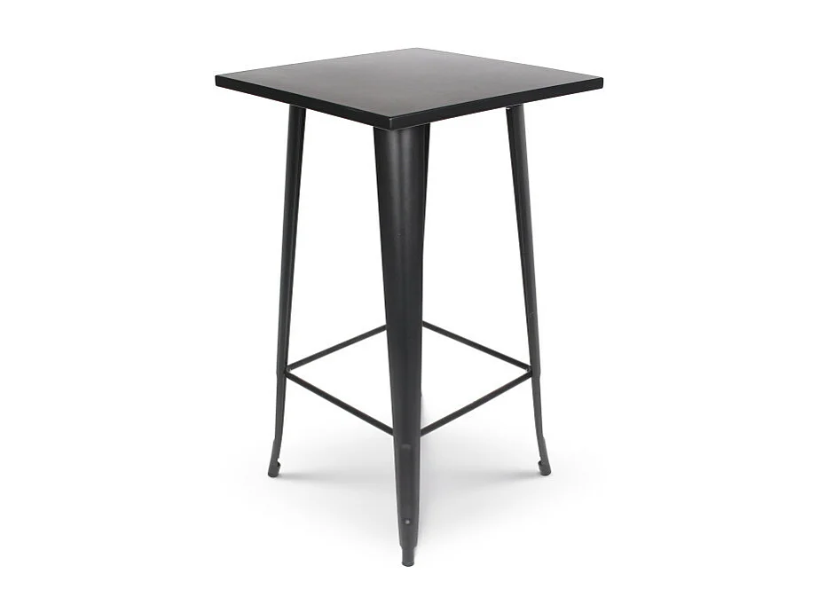 Table de bar "Mange Debout" style industriel en métal noir mat - 60x60 cm