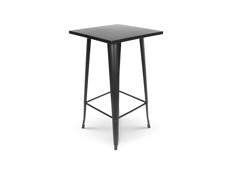 Table de bar "Mange Debout" style industriel en métal noir mat - 60x60 cm