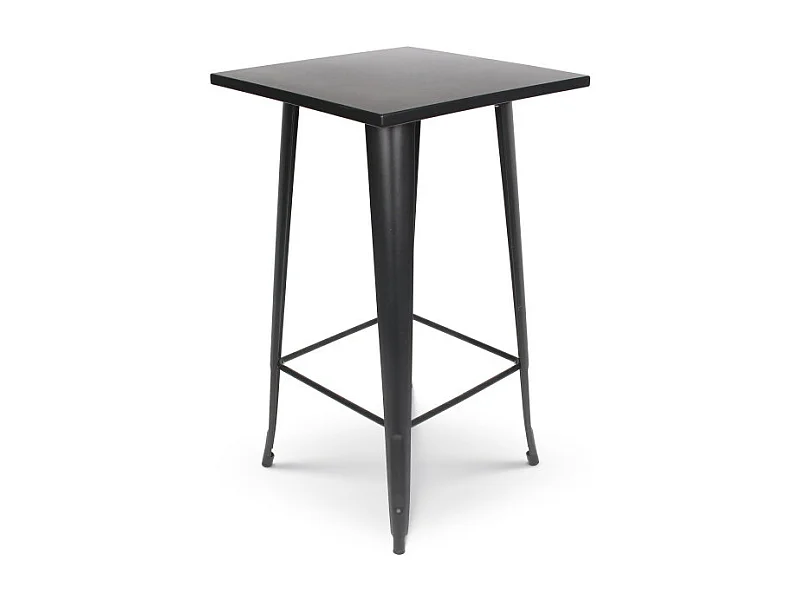 Table de bar "Mange Debout" style industriel en métal noir mat - 60x60 cm