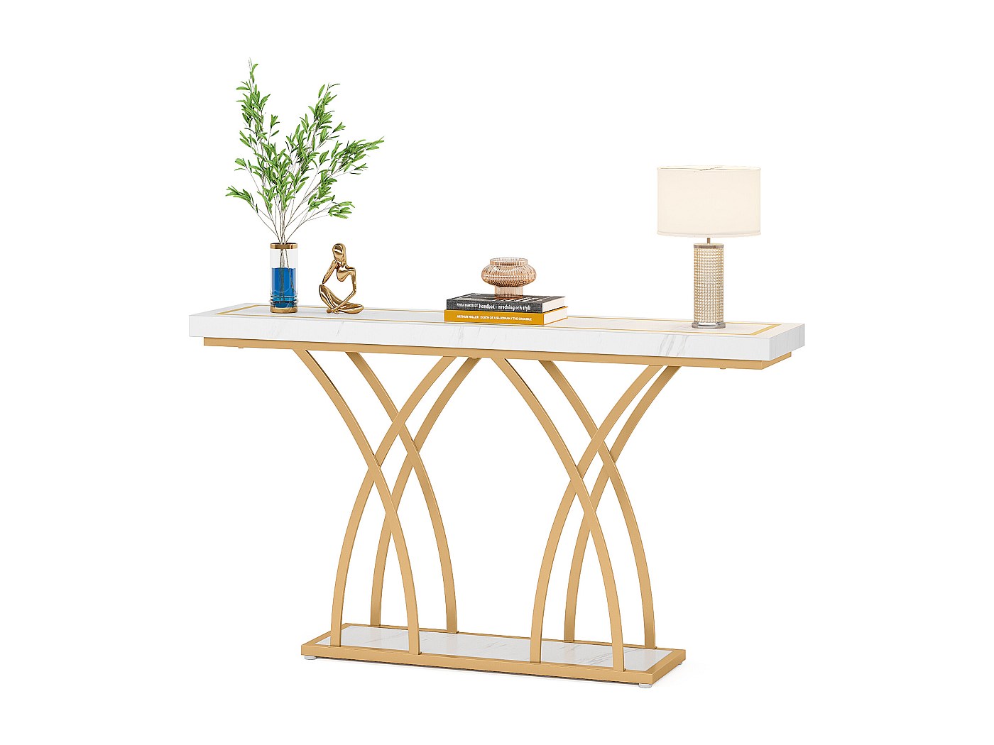 Tavolo Consolle SOOWERY 140 Cm Con Stazione Di Ricarica USB - Marrone Rustico Per Ingresso O Dietro Il Divano - 3