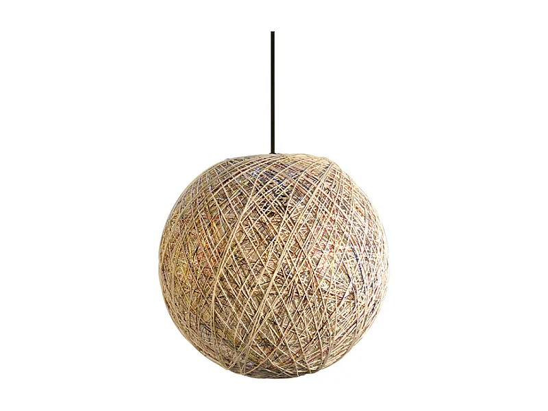 Suspension en corde de papier naturel MISTRA forme boule