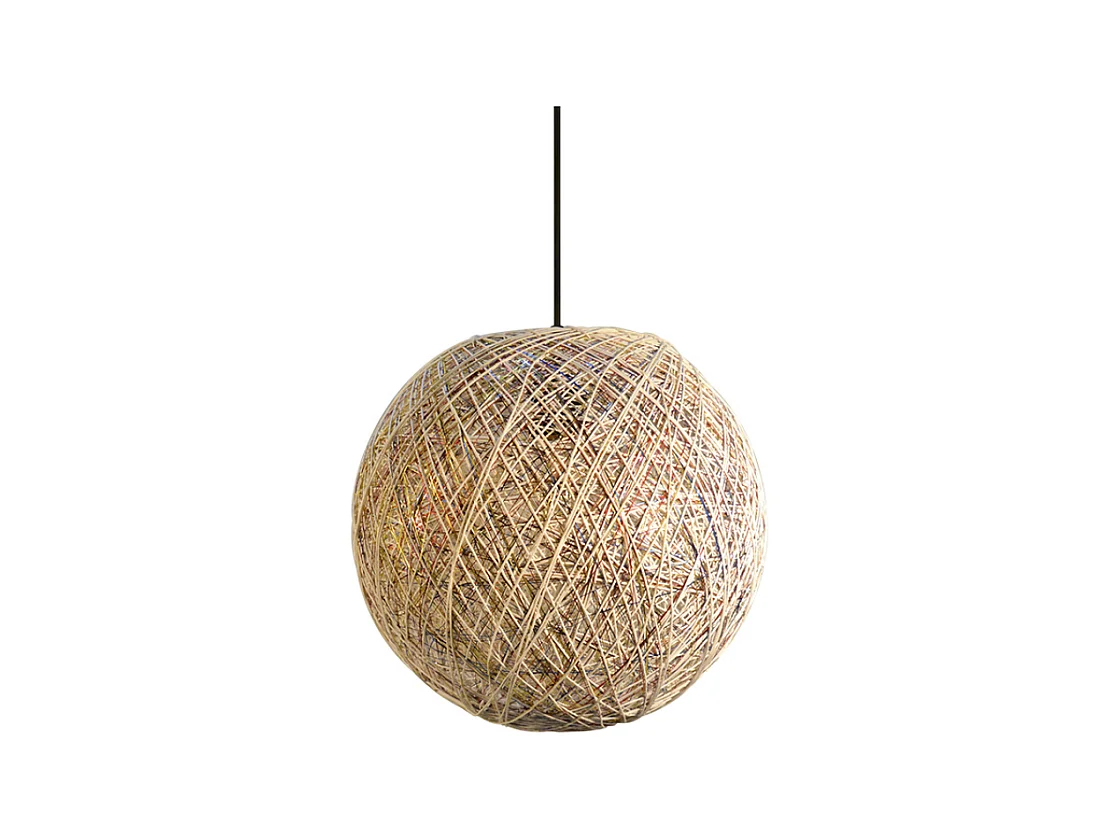 Suspension en corde de papier naturel MISTRA forme boule
