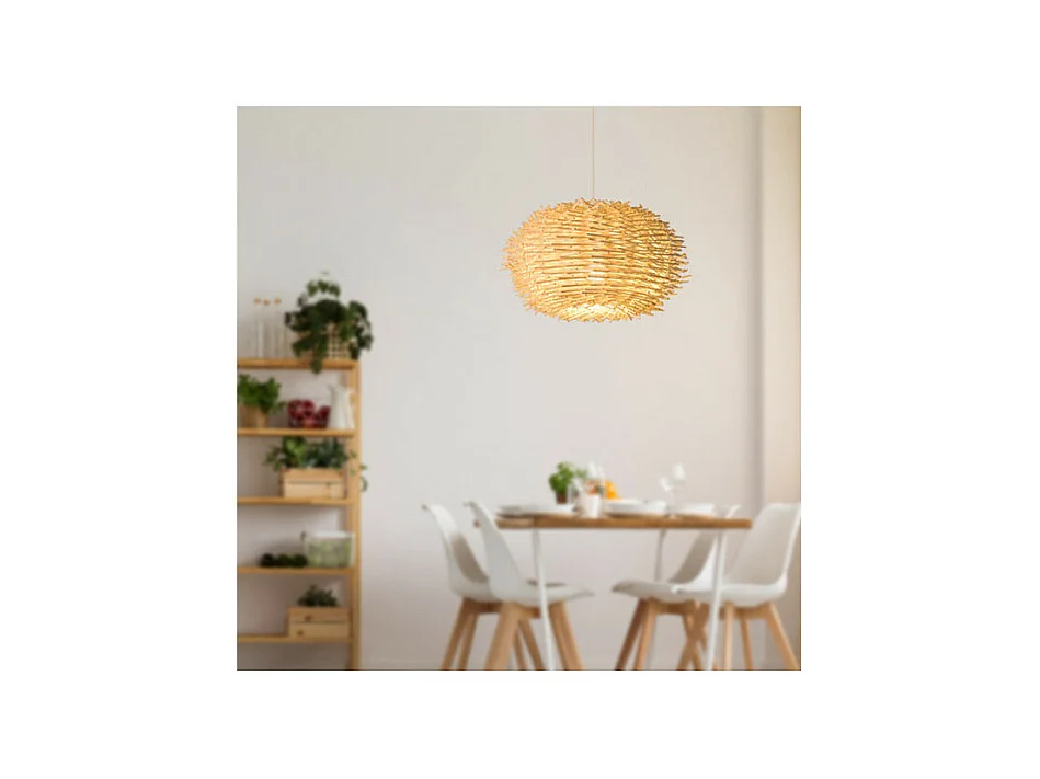 Suspension ROTIN naturel TINOS forme oursin 50cm