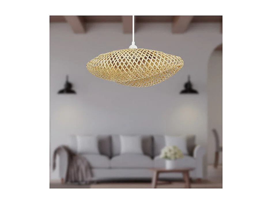 Suspension nature bambou tressé forme coquille MILOS 40cm