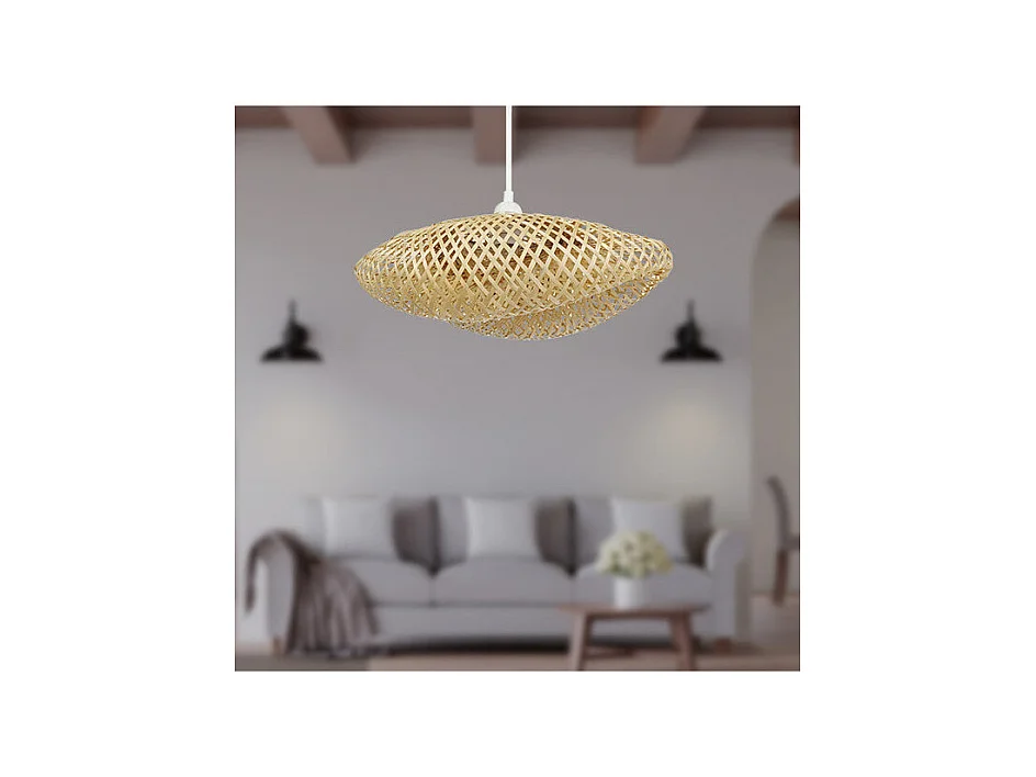 Suspension nature bambou tressé forme coquille MILOS 40cm