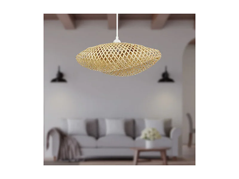 Suspension nature bambou tressé forme coquille MILOS 40cm