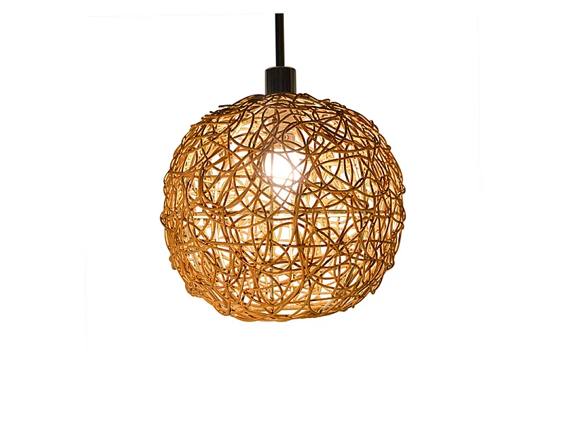 Suspension nature rotin tressé forme boule HYDRA 40cm