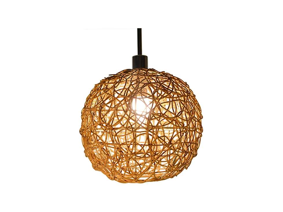 Suspension nature rotin tressé forme boule HYDRA 40cm