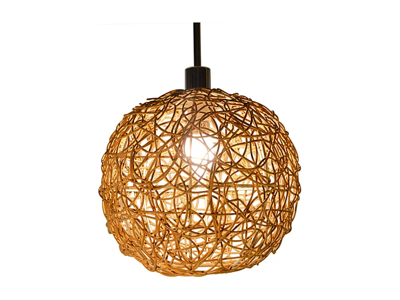 Suspension nature rotin tressé forme boule HYDRA 40cm